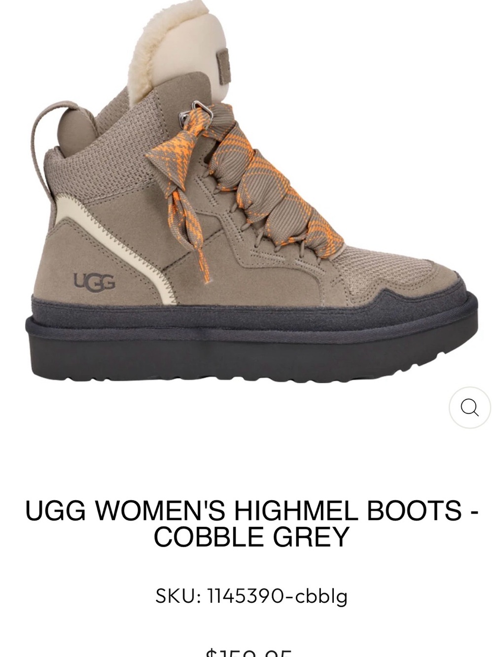 UGG Women's Highmel Boot in Cobble Grey with Orange Accents